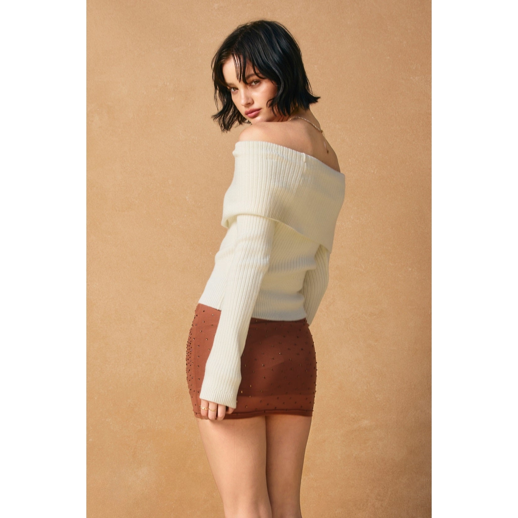 Foldover Off the Shoulder Sweater