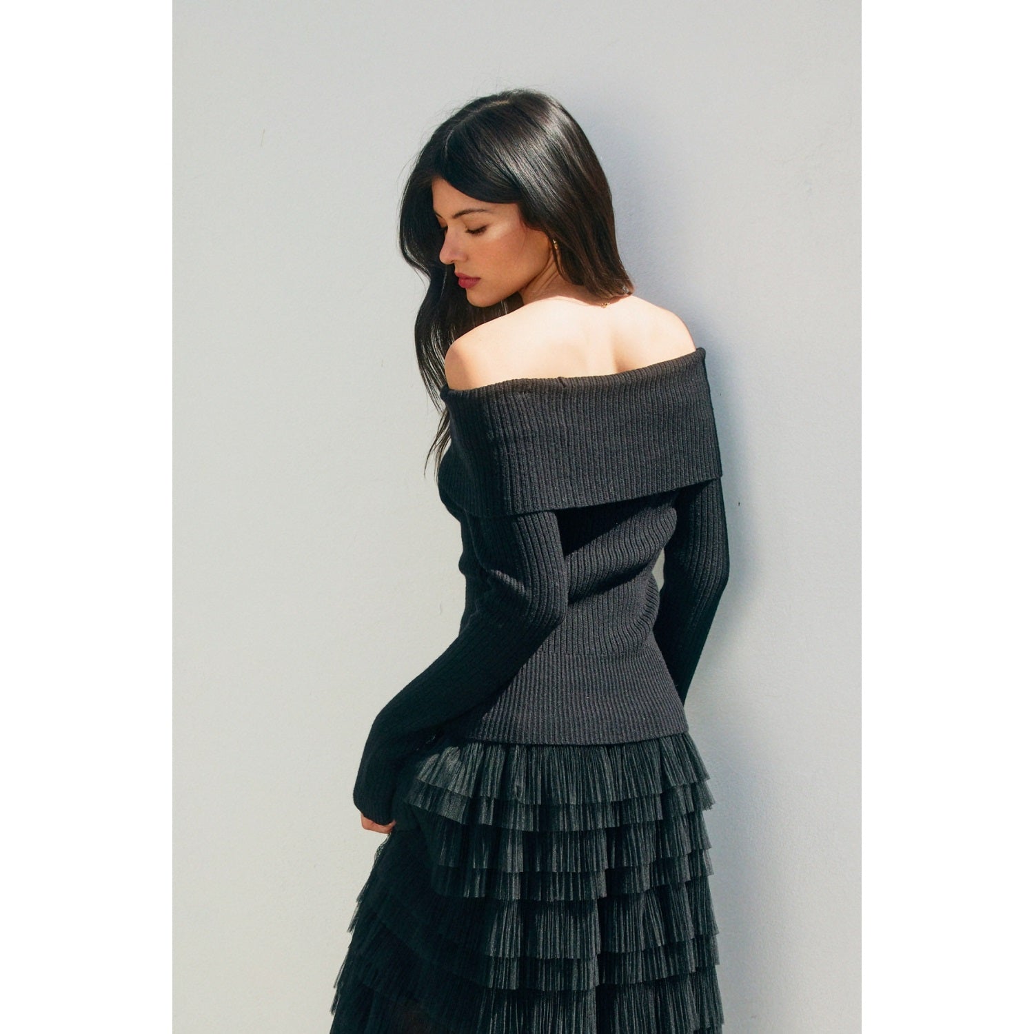 Foldover Off the Shoulder Sweater