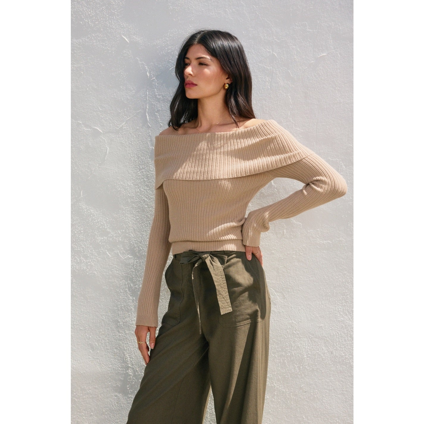 Foldover Off the Shoulder Sweater