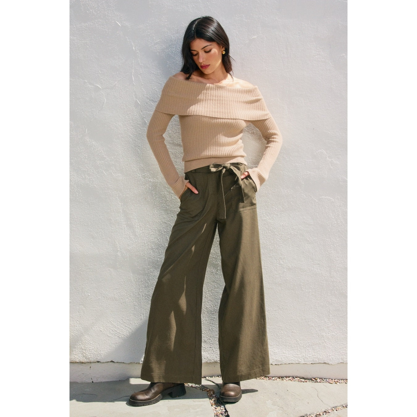 Foldover Off the Shoulder Sweater