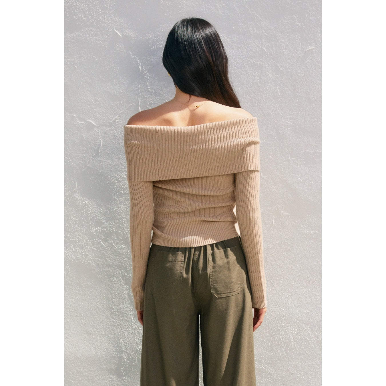 Foldover Off the Shoulder Sweater