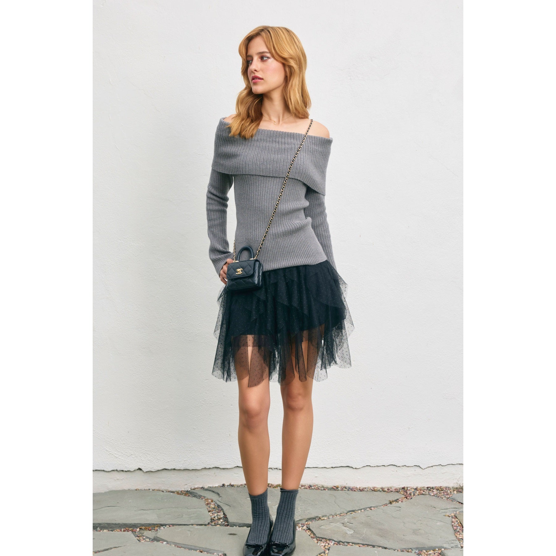 Foldover Off the Shoulder Sweater