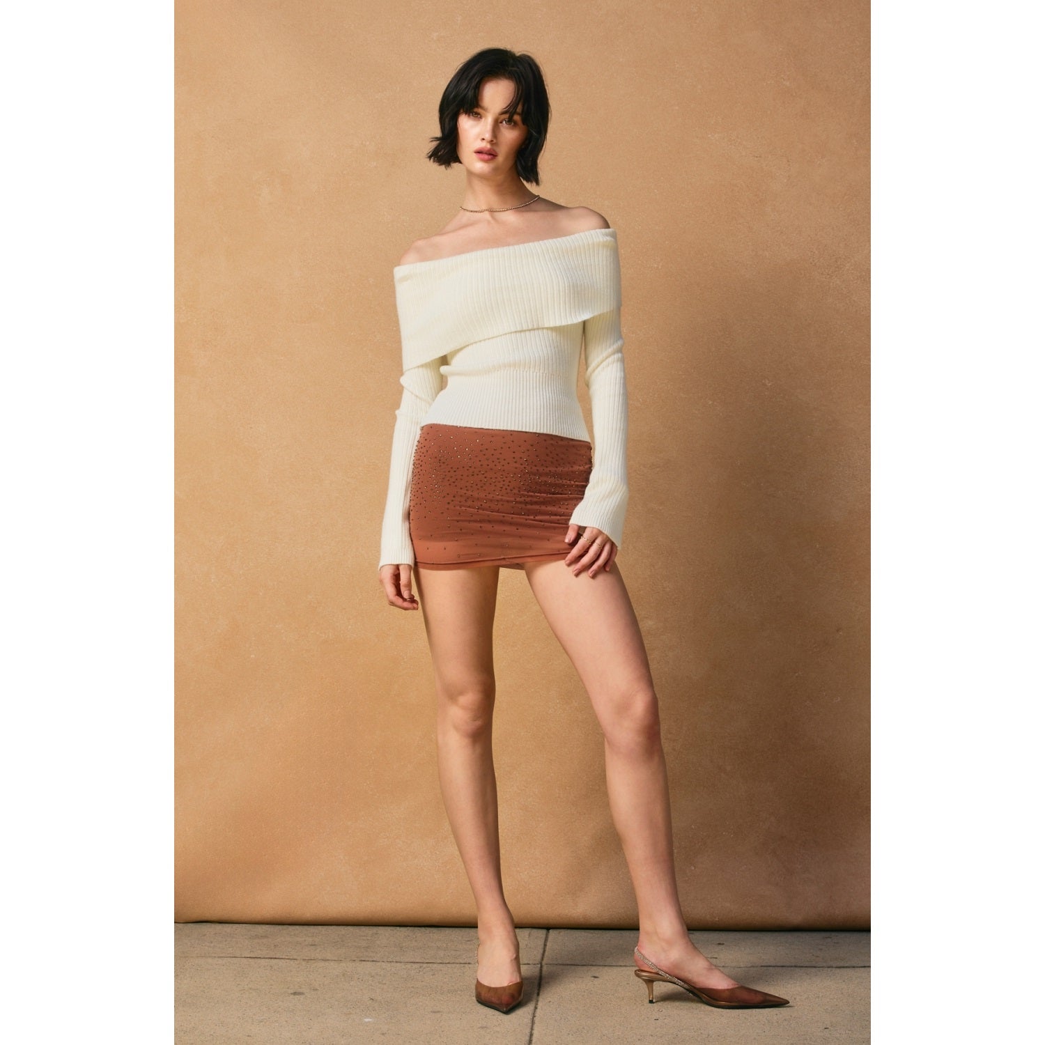 Foldover Off the Shoulder Sweater