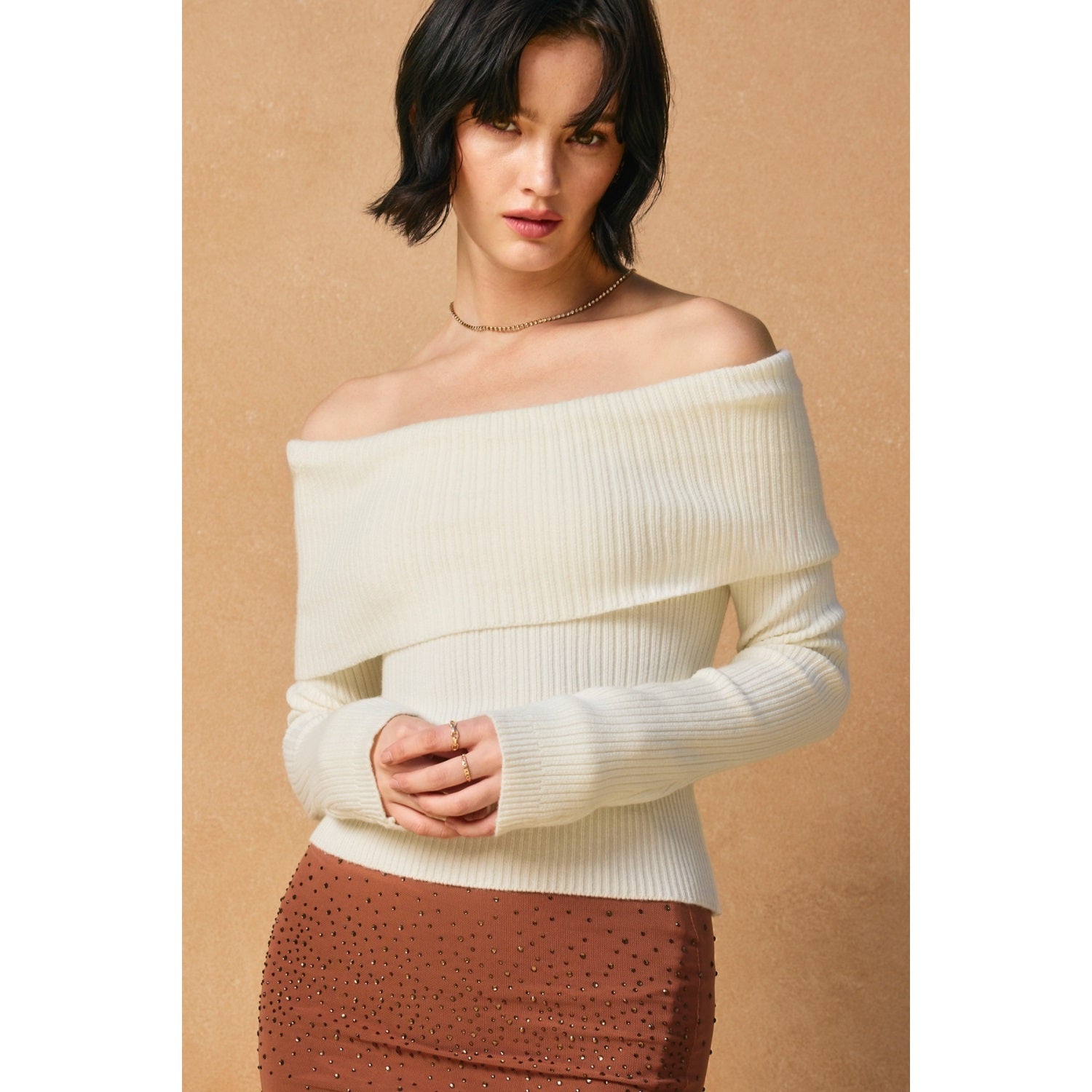 Foldover Off the Shoulder Sweater