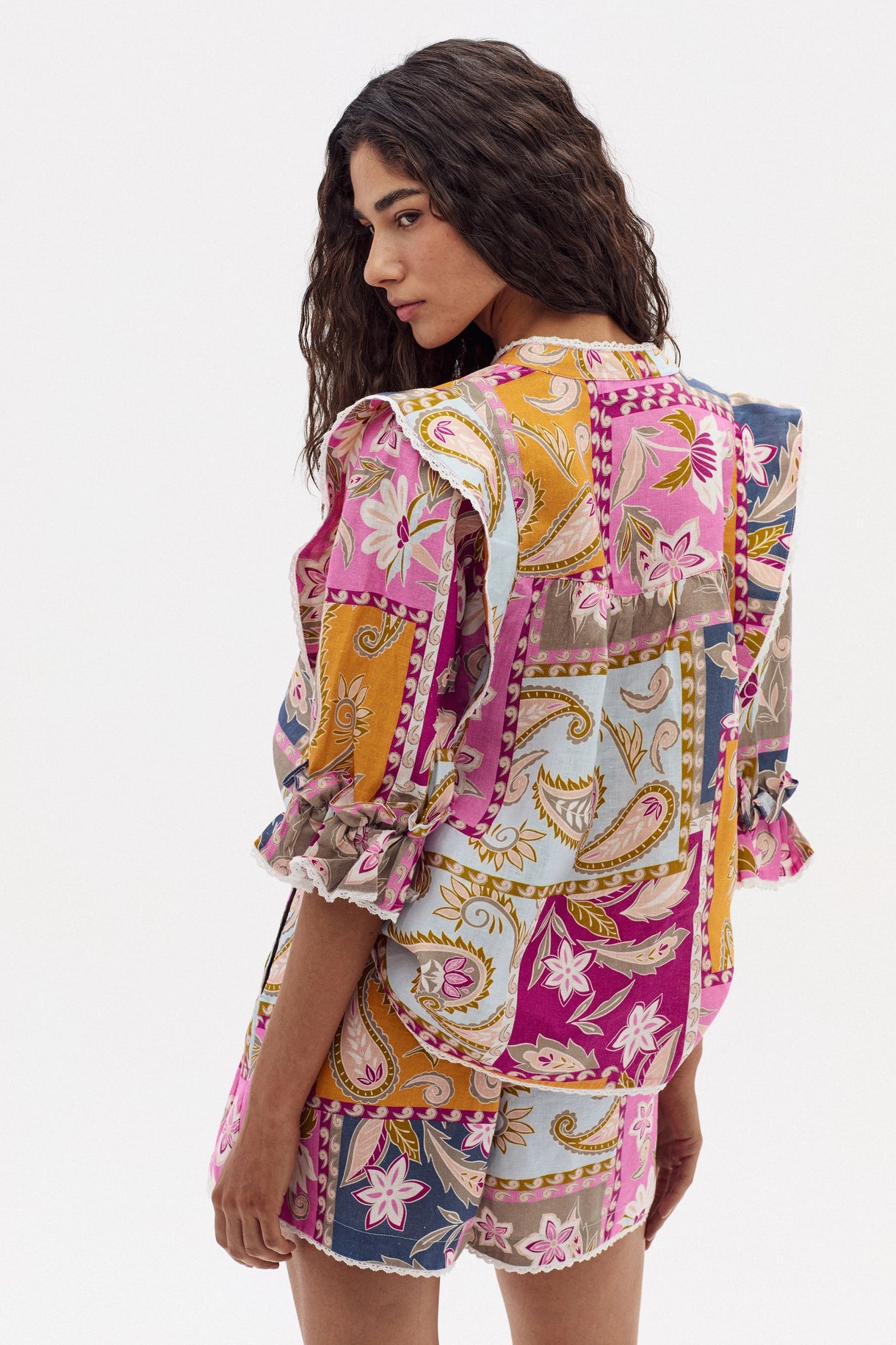 Folk Linen Shirt - Calypso Print
