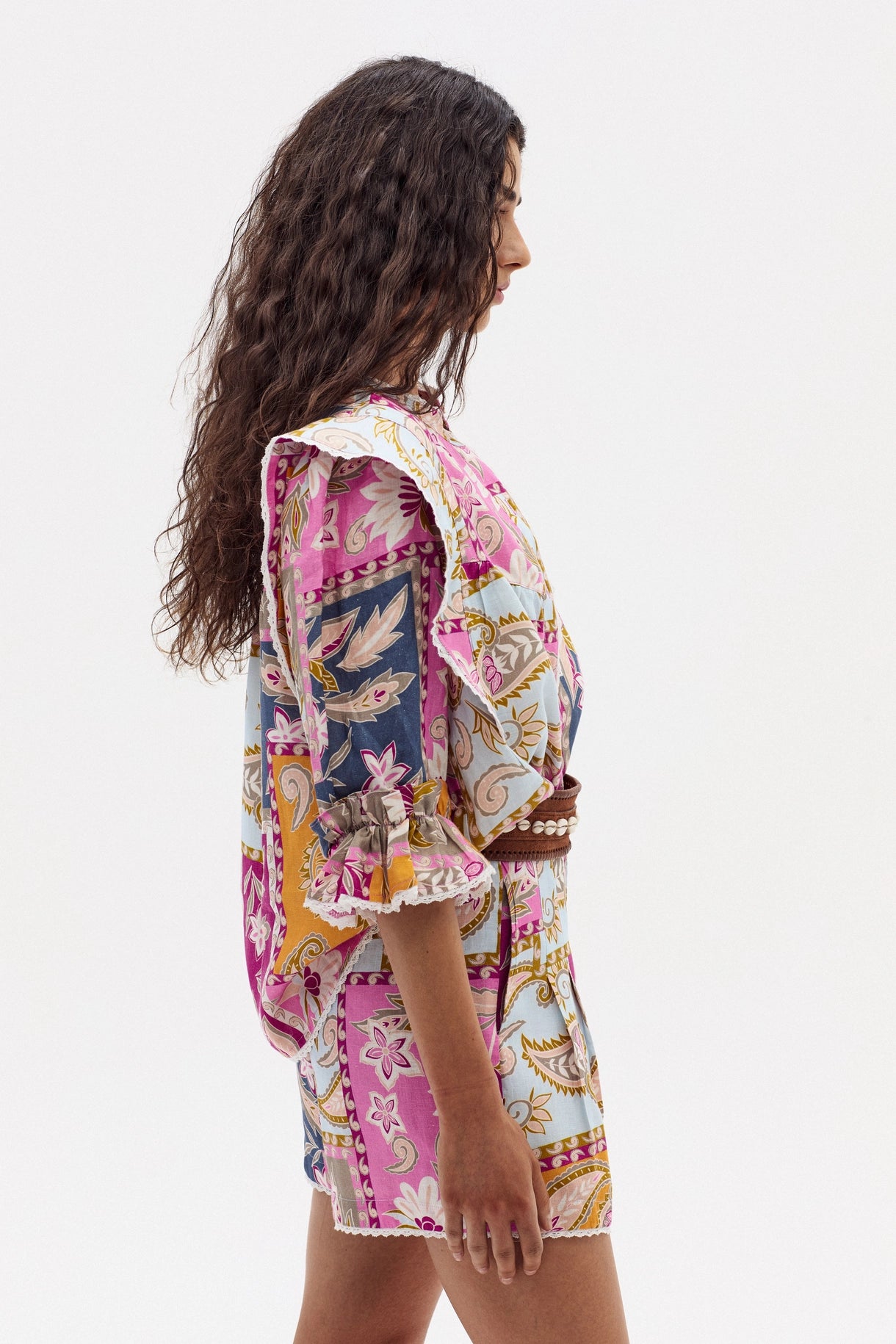 Folk Linen Shirt - Calypso Print