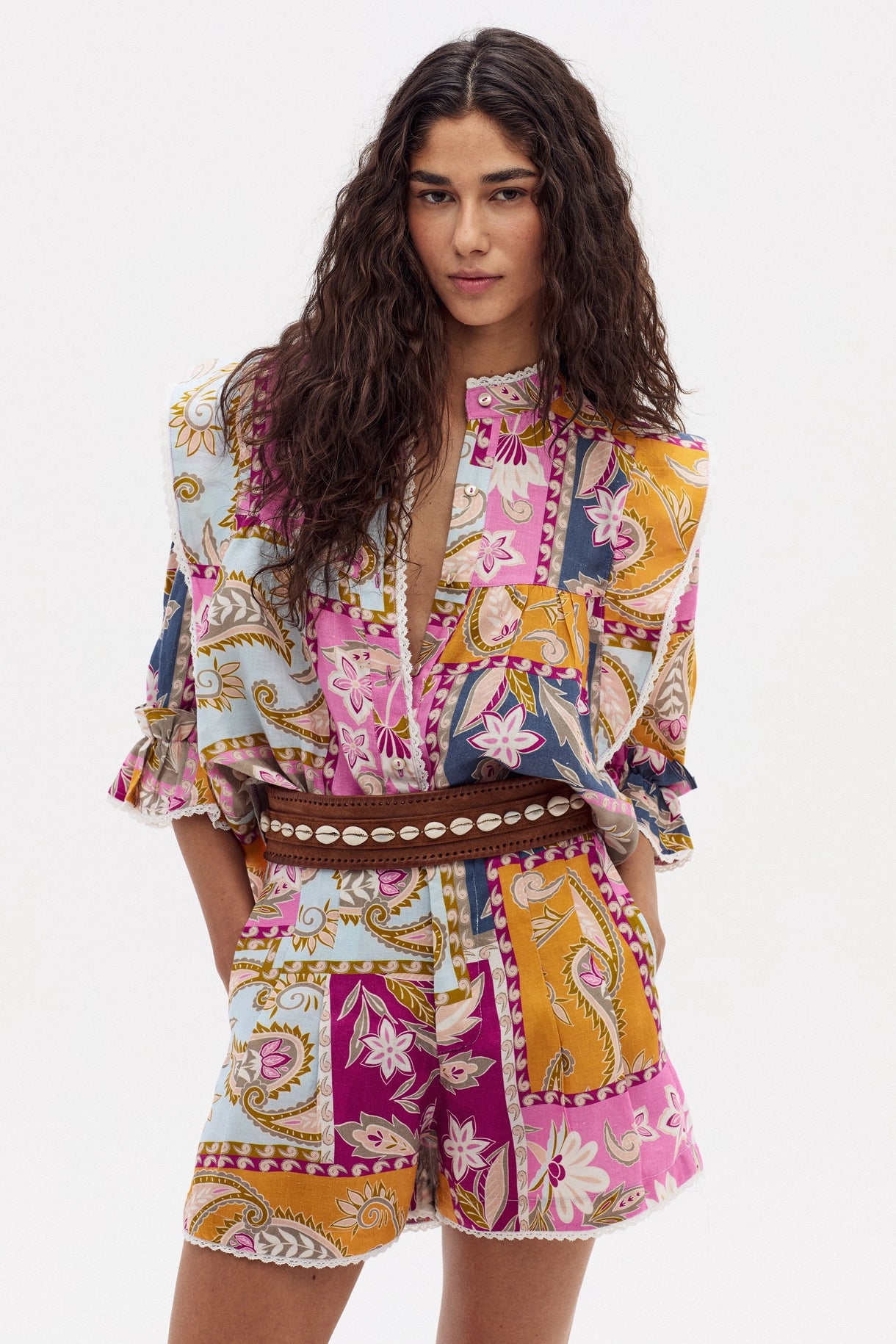 Folk Linen Shirt - Calypso Print