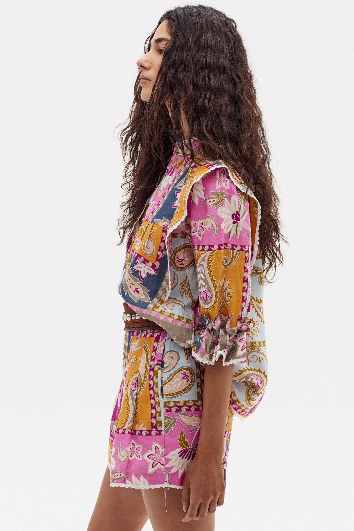Folk Linen Shirt - Calypso Print