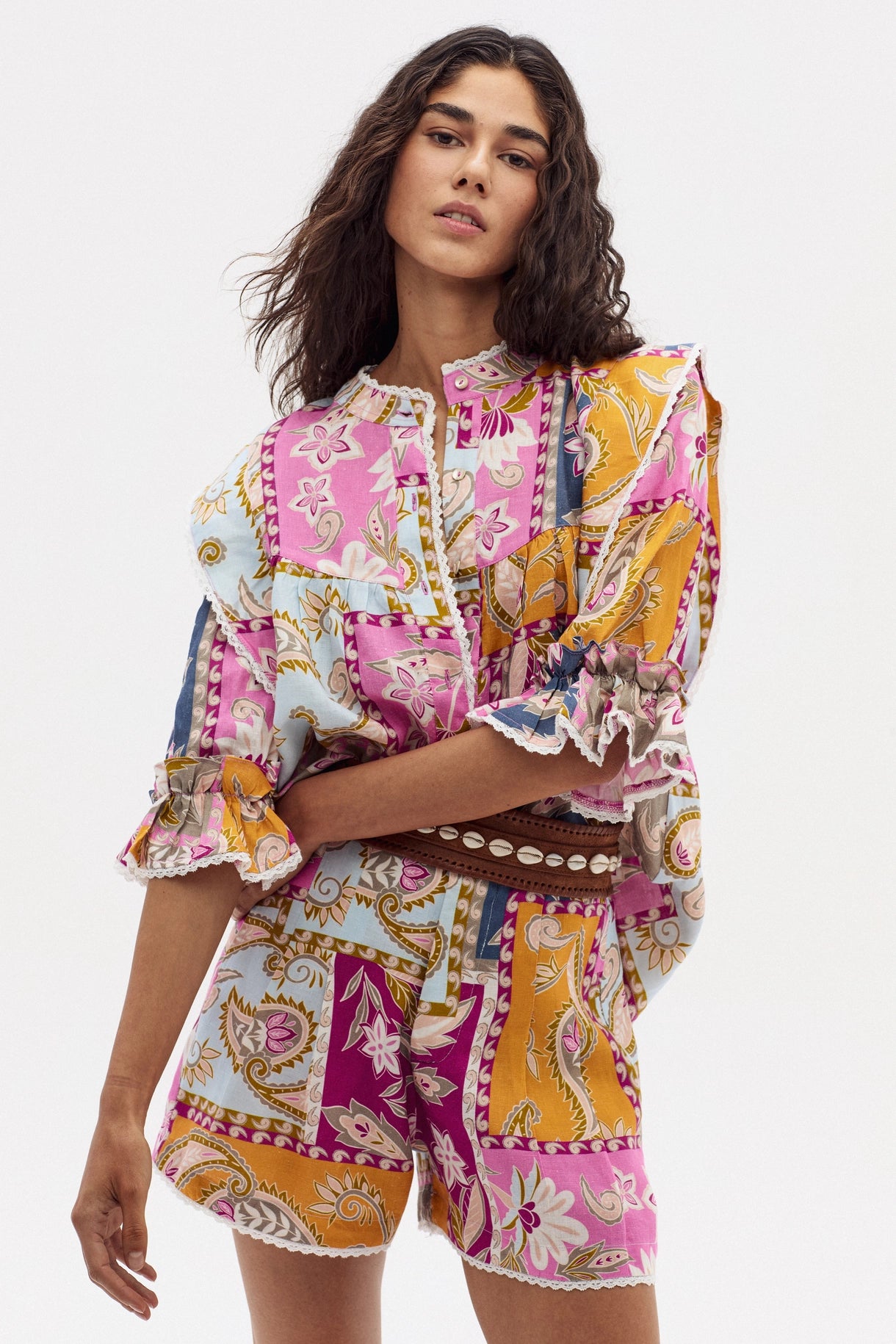 Folk Linen Shirt - Calypso Print