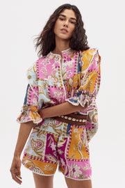 Folk Linen Shirt - Calypso Print