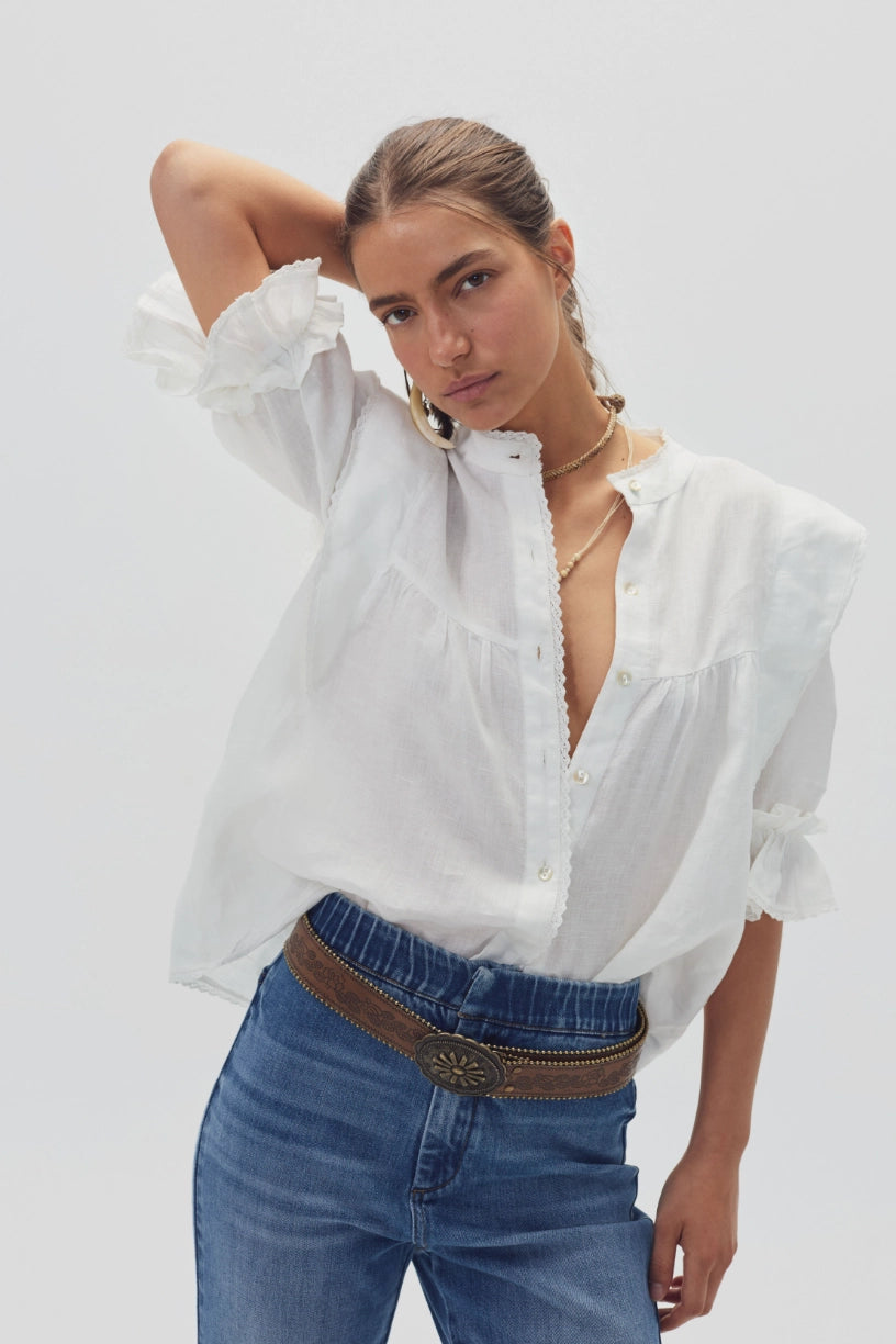 Folk Linen Shirt - Off White
