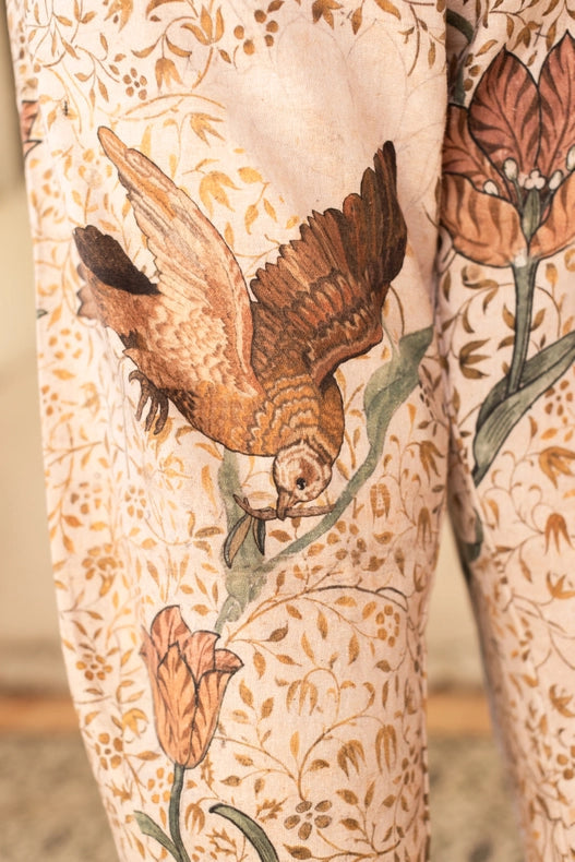 Folklore Boho Linen Floral & Bird Cropped Artist Pants-Pants-Market of Stars-S-Urbanheer
