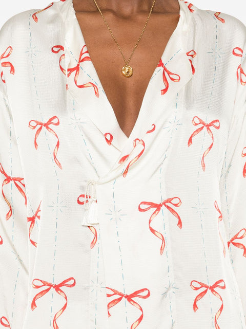 Forte Forte V-neck Printed crossed shirt
