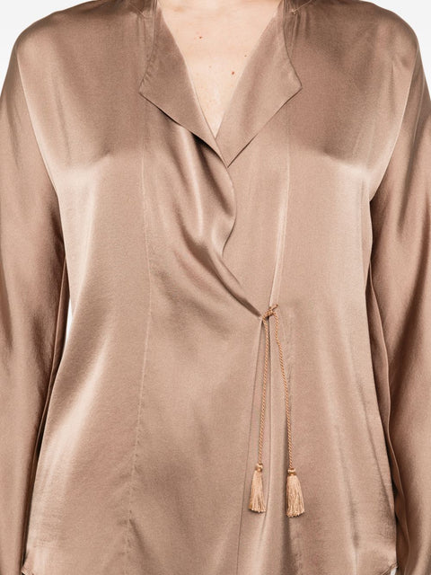 Forte Forte V-neck Silk satin shirt
