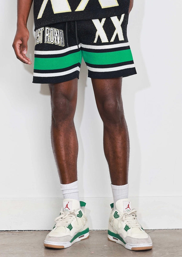 Fr Sporting Varsity Jacquard Knit Shorts-Shorts-First Row-S-Black-Urbanheer