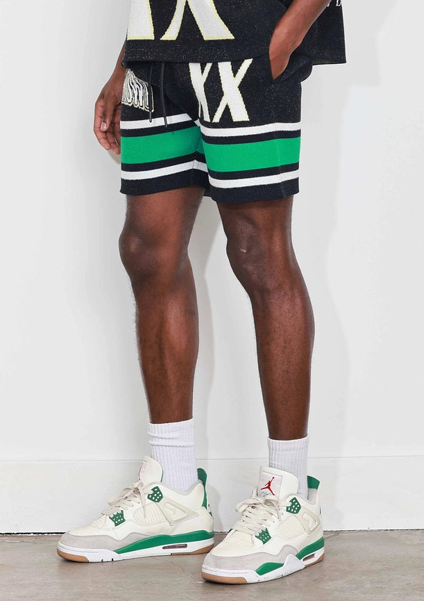 Fr Sporting Varsity Jacquard Knit Shorts-Shorts-First Row-S-Black-Urbanheer