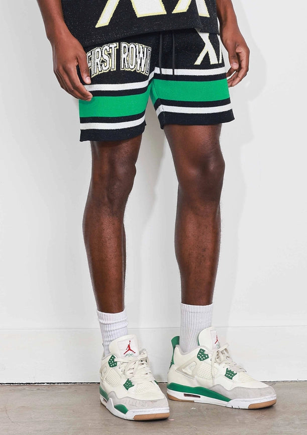 Fr Sporting Varsity Jacquard Knit Shorts-Shorts-First Row-S-Black-Urbanheer