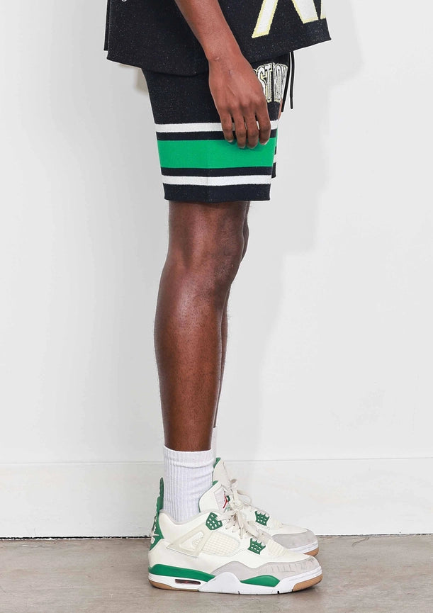 Fr Sporting Varsity Jacquard Knit Shorts-Shorts-First Row-S-Black-Urbanheer