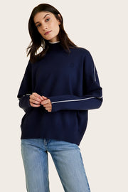 Framed Knit Mock Neck Navy/Creme-Sweater-Alala-XS-Navy/Creme-Urbanheer