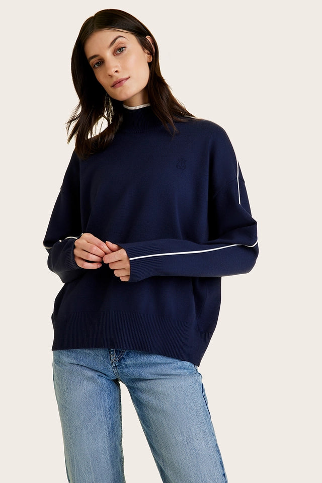 Framed Knit Mock Neck Navy/Creme-Sweater-Alala-XS-Navy/Creme-Urbanheer