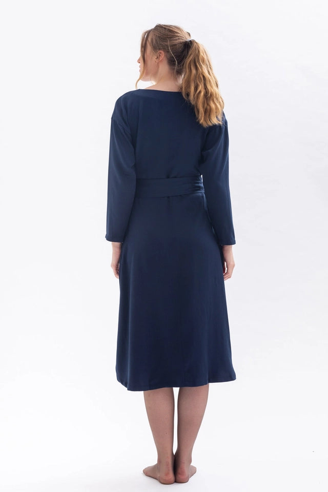 “Frances” Midi Dress in Blue Tencel-Dress-Studio Hertzberg-S-Urbanheer