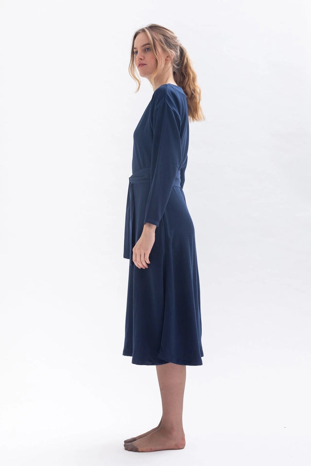 “Frances” Midi Dress in Blue Tencel-Dress-Studio Hertzberg-S-Urbanheer
