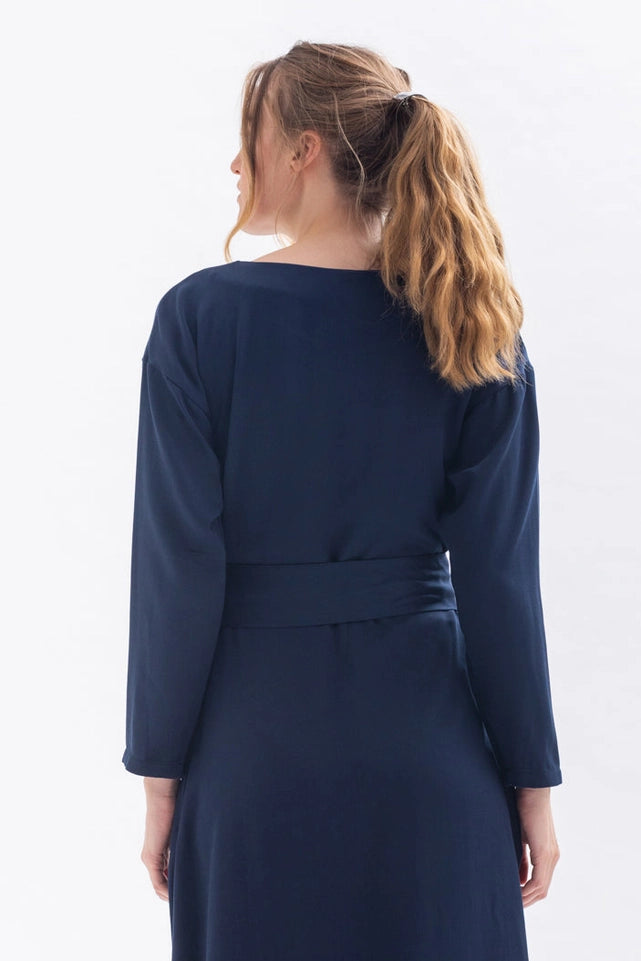 “Frances” Midi Dress in Blue Tencel-Dress-Studio Hertzberg-S-Urbanheer
