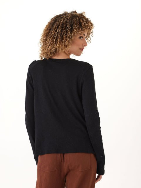 Francine Textured Slub Jersey Twist Long Sleeve Top