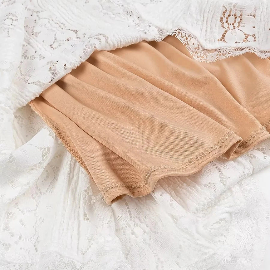 French Bandeau High-Waisted Trailing Maxi Lace Dress-Dress-Rosa Clothing-S-White-Urbanheer