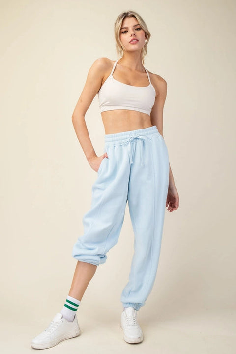 French Terry Fleece Jogger Sweatpant Snow Blue-Jogger-Rae Mode-S-Urbanheer