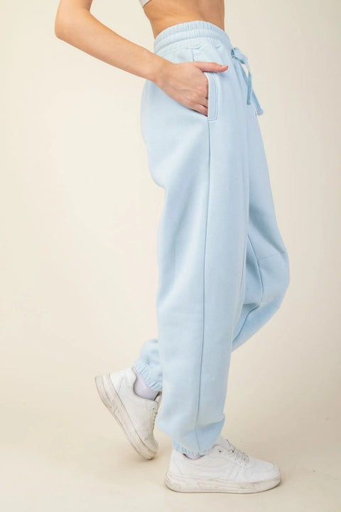 French Terry Fleece Jogger Sweatpant Snow Blue-Jogger-Rae Mode-S-Urbanheer