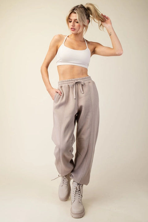 French Terry Fleece Jogger Sweatpant Taupe-Jogger-Rae Mode-S-Urbanheer