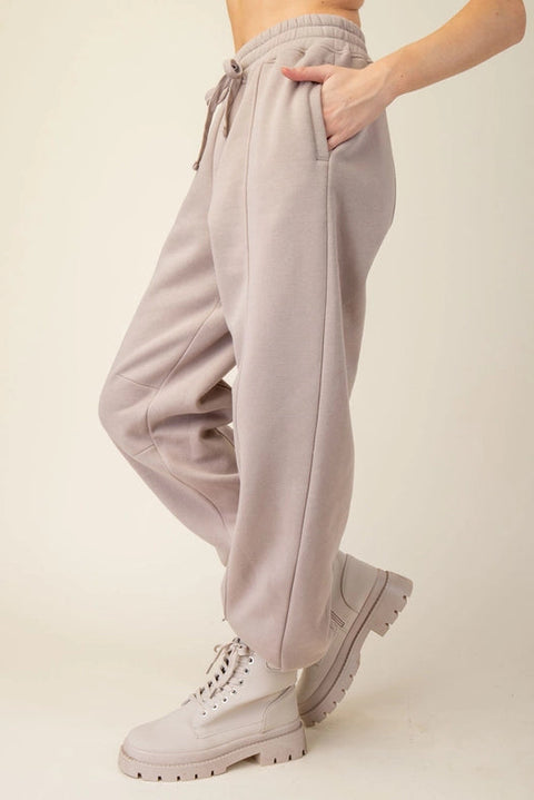French Terry Fleece Jogger Sweatpant Taupe-Jogger-Rae Mode-S-Urbanheer