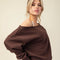 French Terry Fleece Off Shoulder Sweatshirt Espresso-Sweatshirt-Rae Mode-S-Urbanheer