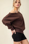 French Terry Fleece Off Shoulder Sweatshirt Espresso-Sweatshirt-Rae Mode-S-Urbanheer