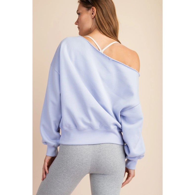French Terry Fleece Off Shoulder Sweatshirt Iris-Sweatshirt-Rae Mode-S-Urbanheer