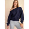 French Terry Fleece Off Shoulder Sweatshirt Navy-Sweatshirt-Rae Mode-S-Urbanheer