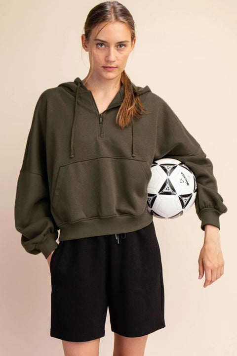 French Terry Fleece Pullover Jacket