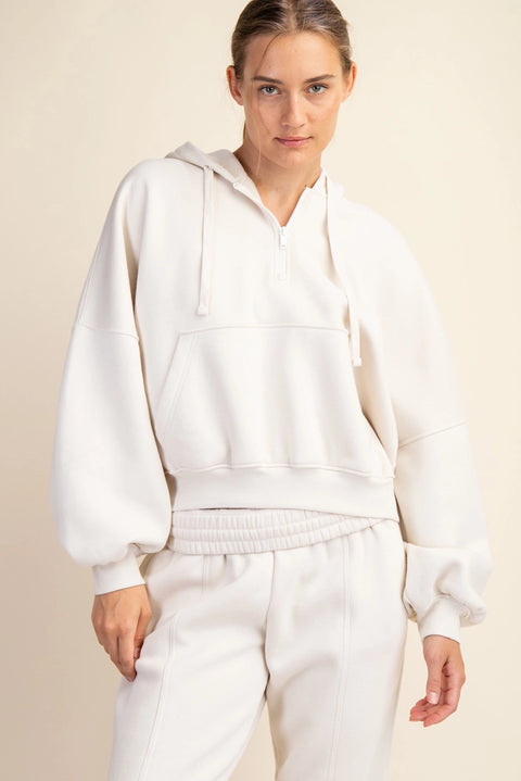 French Terry Fleece Pullover Jacket