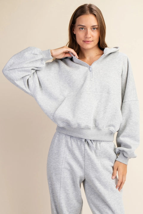 French Terry Fleece Pullover Jacket