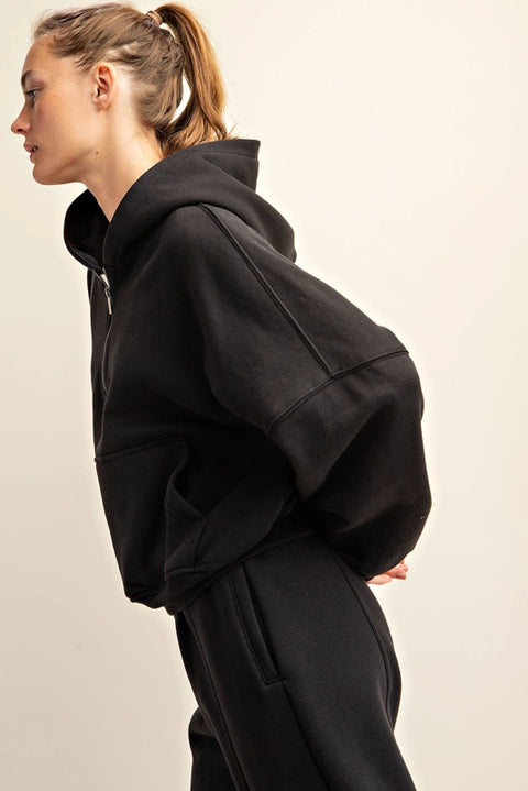 French Terry Fleece Pullover Jacket