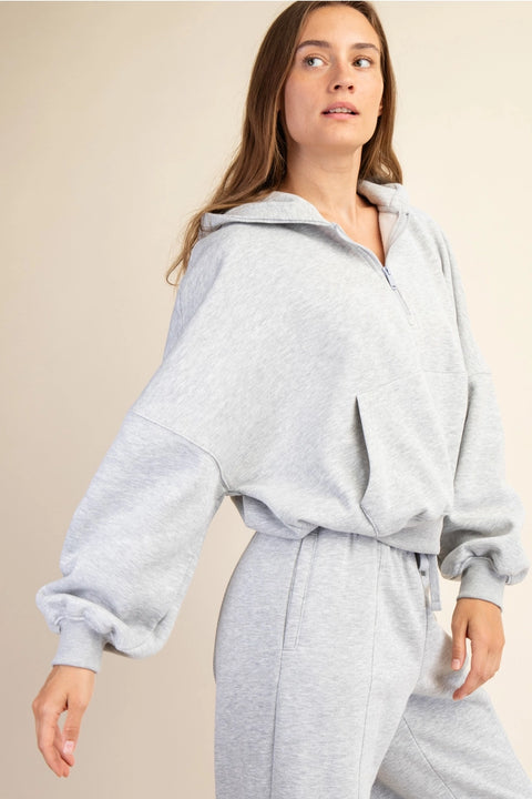 French Terry Fleece Pullover Jacket