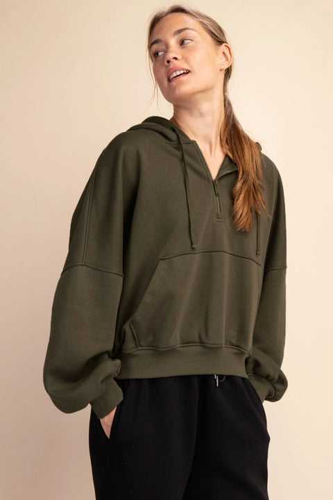 French Terry Fleece Pullover Jacket