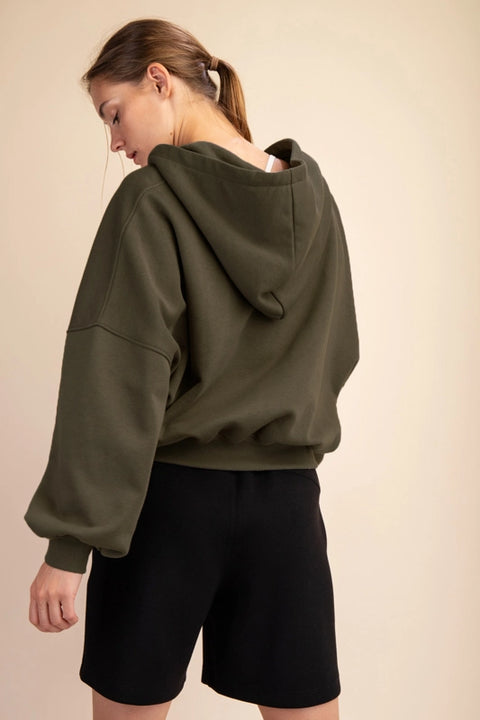 French Terry Fleece Pullover Jacket