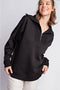 French Terry Ribbed Contrast Quarter Zip Up
