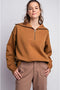 French Terry Ribbed Contrast Quarter Zip Up