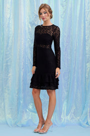 Freya Lace Long Sleeve Dress BLACK-Dress-RIVIR-S-BLACK-Urbanheer
