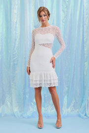 Freya Lace Long Sleeve Dress WHITE-Dress-RIVIR-S-WHITE-Urbanheer