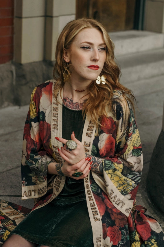 Friendship Love & Truth Opera Duster Kimono Robe-Kimono-Market of Stars-length 118cm width 78 cm-Urbanheer
