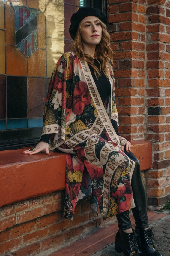 Friendship Love & Truth Opera Duster Kimono Robe-Kimono-Market of Stars-length 118cm width 78 cm-Urbanheer